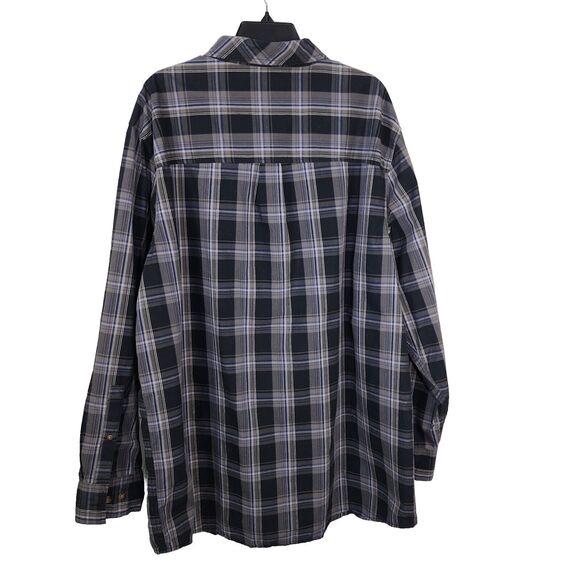 Field and Stream Mens Shirt Size 2XLT Plaid Button Long Sleeve Black Gray Pocket - Picture 2 of 11
